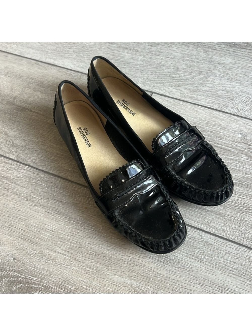 Ros Hommeeson black patent leather penny style classic slip on loafers size 6 - Picture 2 of 10